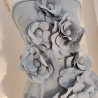 European style fashionable temperament three-dimensional flowers washed old flared waist slim tube top jumpsuit