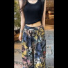 Spring and summer national trend Nezha print mid-waist slim floor-length casual pants