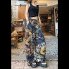 Spring and summer national trend Nezha print mid-waist slim floor-length casual pants