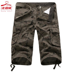 Five-point trousers, plaid trousers, breathable three-point trousers, men's casual loose camouflage shorts
