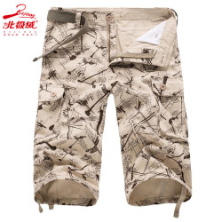 Five-point trousers, plaid trousers, breathable three-point trousers, men's casual loose camouflage shorts