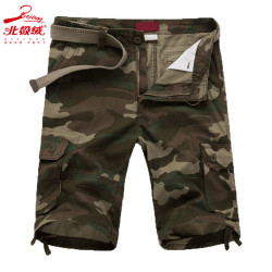 Five-point trousers, plaid trousers, breathable three-point trousers, men's casual loose camouflage shorts