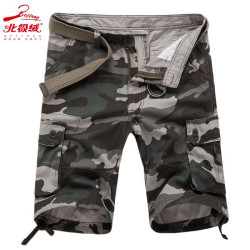 Five-point trousers, plaid trousers, breathable three-point trousers, men's casual loose camouflage shorts
