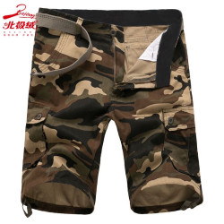 Five-point trousers, plaid trousers, breathable three-point trousers, men's casual loose camouflage shorts