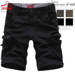 Five-point trousers, plaid trousers, breathable three-point trousers, men's casual loose camouflage shorts