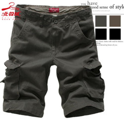 Five-point trousers, plaid trousers, breathable three-point trousers, men's casual loose camouflage shorts