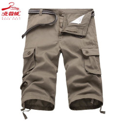 Five-point trousers, plaid trousers, breathable three-point trousers, men's casual loose camouflage shorts