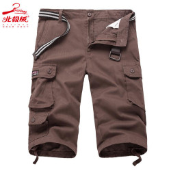 Five-point trousers, plaid trousers, breathable three-point trousers, men's casual loose camouflage shorts