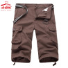 Five-point trousers, plaid trousers, breathable three-point trousers, men's casual loose camouflage shorts