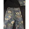 3D three-dimensional mecha fashion brand stitching men's loose retro straight washed denim trousers