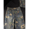3D three-dimensional mecha fashion brand stitching men's loose retro straight washed denim trousers