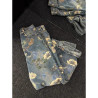 3D three-dimensional mecha fashion brand stitching men's loose retro straight washed denim trousers