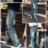 3D three-dimensional mecha fashion brand stitching men's loose retro straight washed denim trousers
