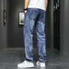 Summer thin high-end men's large-size stitching jeans men's straight trousers men's loose versatile trendy trousers