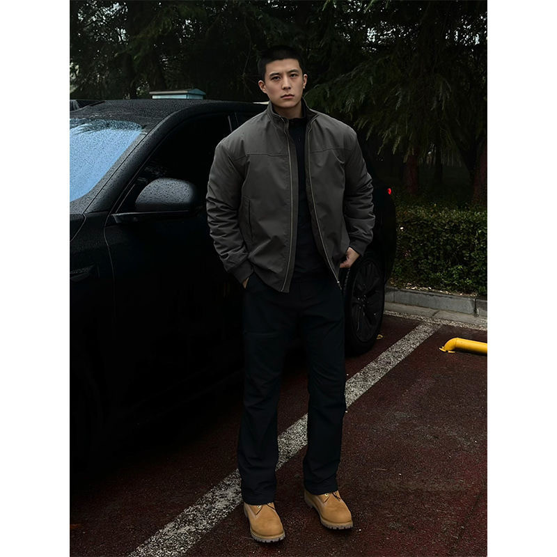 Three-proof coach jacket men's flight suit jacket silhouette stand-up collar fashion brand baseball suit Three-proof coach jacket men's flight suit jacket silhouette stand-up collar fashion brand baseball suit