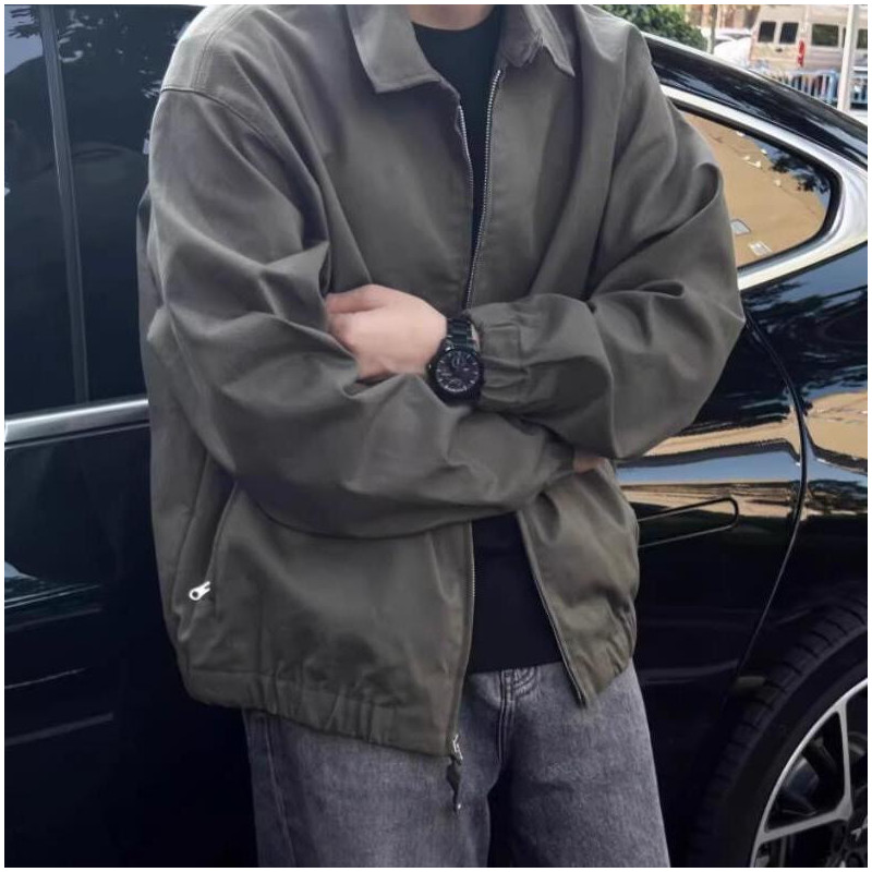 Three-proof coach jacket men's flight suit jacket silhouette stand-up collar fashion brand baseball suit Three-proof coach jacket men's flight suit jacket silhouette stand-up collar fashion brand baseball suit