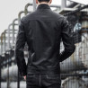 Leather men's handsome stand-up collar short motorcycle men's PU leather jacket coat