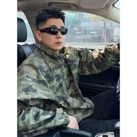 [DEBROGLIE] · Camouflage stand-up collar thin sports sunscreen · Summer trend youth clip