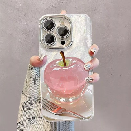 Mobile phone case crystal apple mirror stand