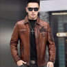 Leather jacket, warm motorcycle leather jacket, fashionable windproof, high-end lapel, men