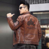Leather jacket, warm motorcycle leather jacket, fashionable windproof, high-end lapel, men