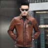 Leather jacket, warm motorcycle leather jacket, fashionable windproof, high-end lapel, men