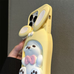 Yellow rotating rabbit ears bear Apple phone case