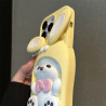 Yellow rotating rabbit ears bear Apple phone case