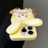Yellow rotating rabbit ears bear Apple phone case