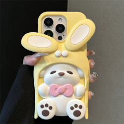 Yellow rotating rabbit ears bear Apple phone case