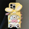 Yellow rotating rabbit ears bear Apple phone case
