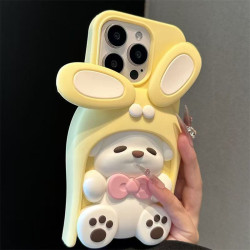 Yellow rotating rabbit ears bear Apple phone case