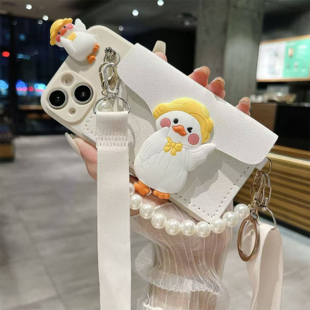 Apple 14 Hat Duck Coin Purse Phone Case Crossbody Strap