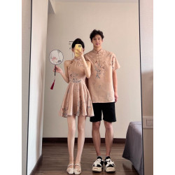 Chinese-style couple design sleeveless fashion dress new Chinese style one skirt one coat