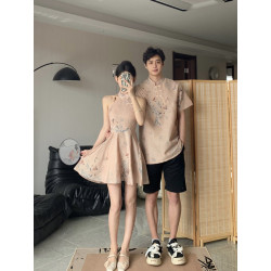 Chinese-style couple design sleeveless fashion dress new Chinese style one skirt one coat