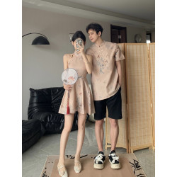 Chinese-style couple design sleeveless fashion dress new Chinese style one skirt one coat
