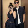 Couple's short-sleeved shirt, men's and women's dress, French skirt, ins fashion