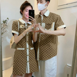 Couple's clothing, light luxury style, high-end, one skirt and one dress, fashionable Polo dress