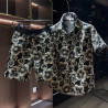 Ethnic style embossed hot gold flower short-sleeved shirt shorts two-piece set male handsome