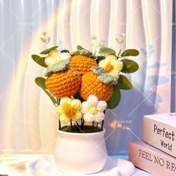 Creative gift knitted flower finished potted simulation flower table