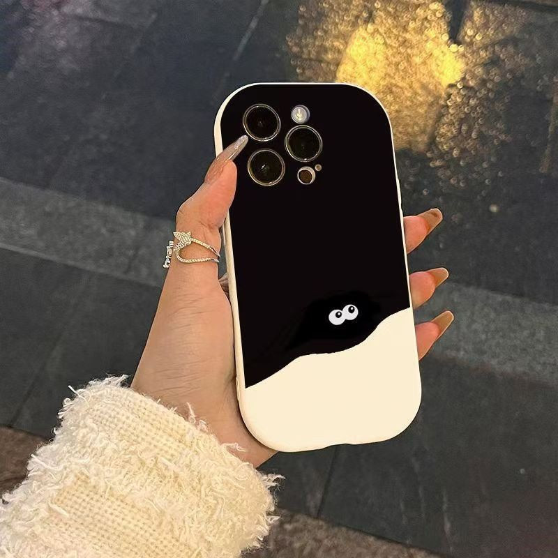 Contrast color hiding coal balls Apple phone case suitable for iPhone16 soft case