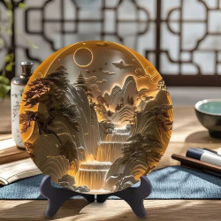 Ancient style imitation relief three-dimensional round disc ornament study tea room desk exquisite table setting