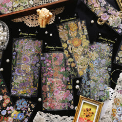 Four seasons messenger PET three-dimensional gold-plated stickers high-quality ins style creative plants and flowers