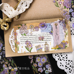 Four seasons messenger PET three-dimensional gold-plated stickers high-quality ins style creative plants and flowers