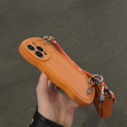 High-grade orange heart rhinestone coin purse portable 11 for Apple