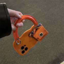 High-grade orange heart rhinestone coin purse portable 11 for Apple