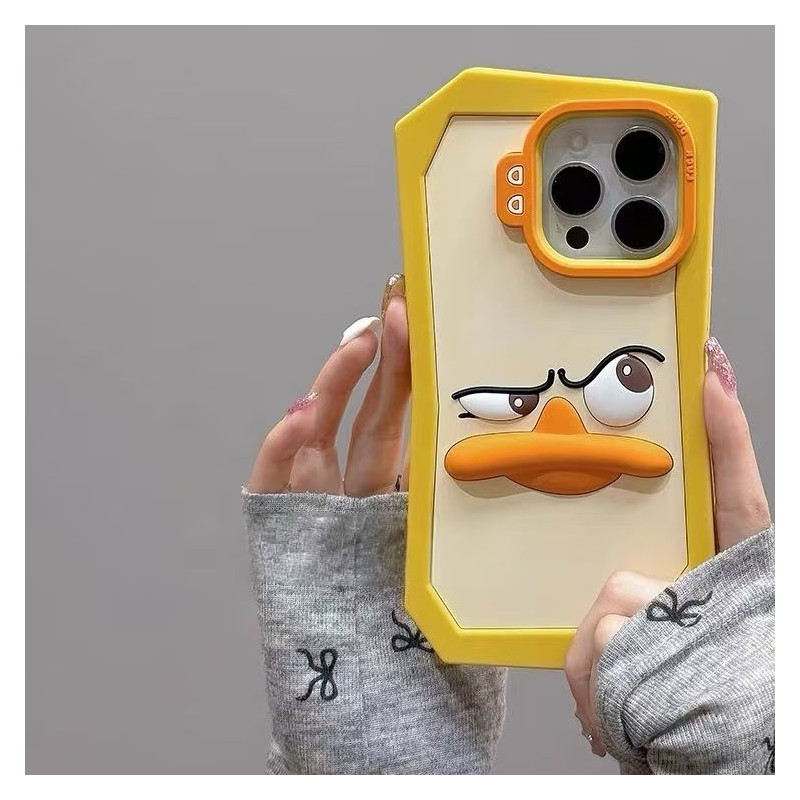 3D cartoon funny duck for iPhone 15 mobile phone case