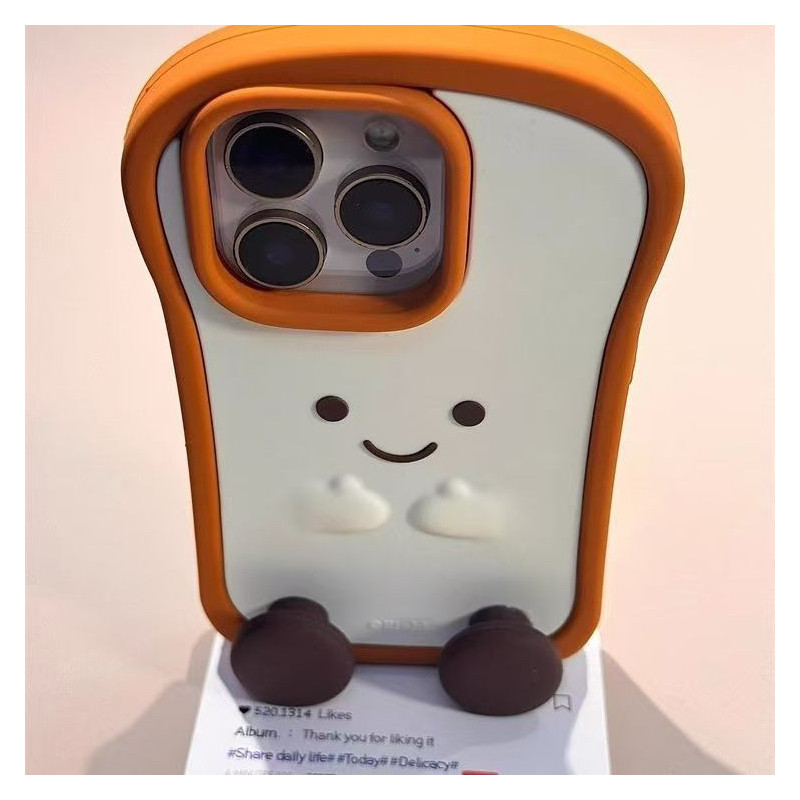 Cute three-dimensional small feet toast bread suitable for Apple 15Promax new girls
