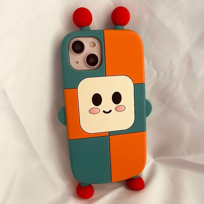 Contrast color cartoon super robot suitable for iPhone13Promax mobile phone case
