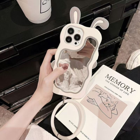 ins fairy same style mobile phone case new 14 rabbit ears 13 makeup mirror 12 apple 11